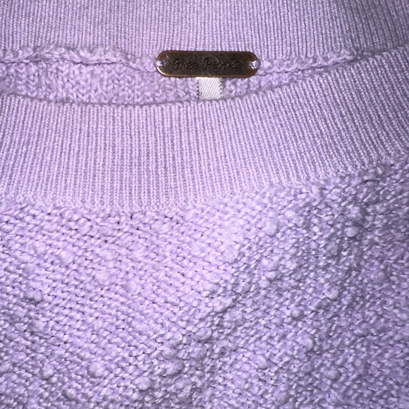 Free People Lavender Textured Pullover Sweater XS | Balloon Sleeve Cozy Fit - Picture 3 of 5